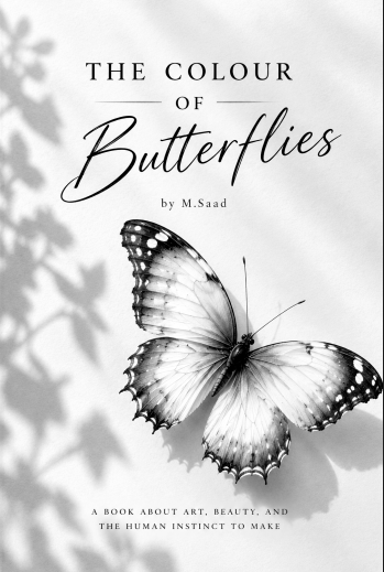Cover of The Colour of Butterflies by M.Saad, a blue butterfly on a cream background
